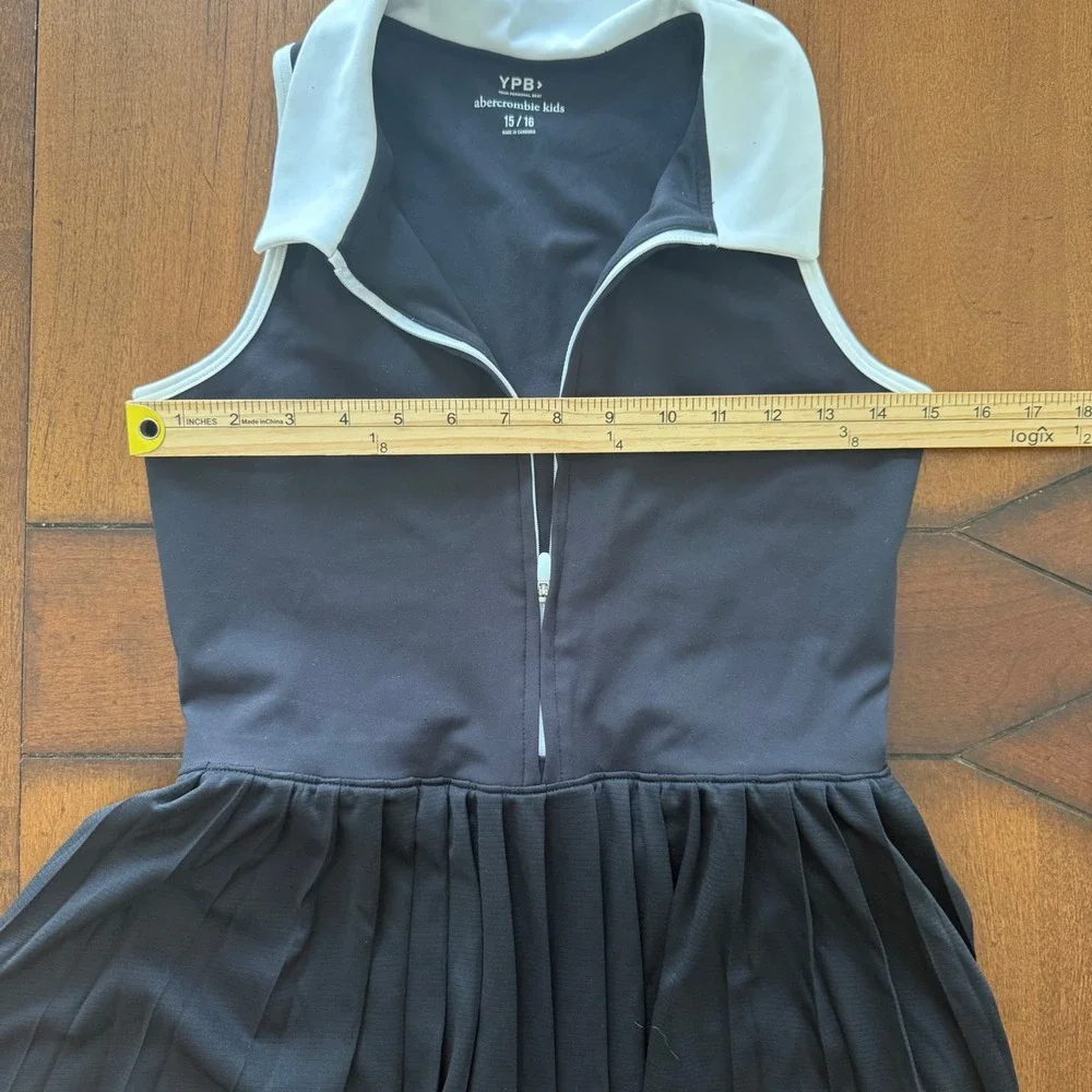 NEW Abercrombie Kids YPB Black Quarter Zip Pleated Active Tennis Dress 15/16‎